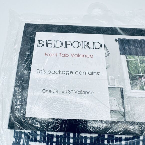Top‎ Treatment Navy Bedford 58 'x13" One Front Tab Valance Window Curtain New - Picture 2 of 4